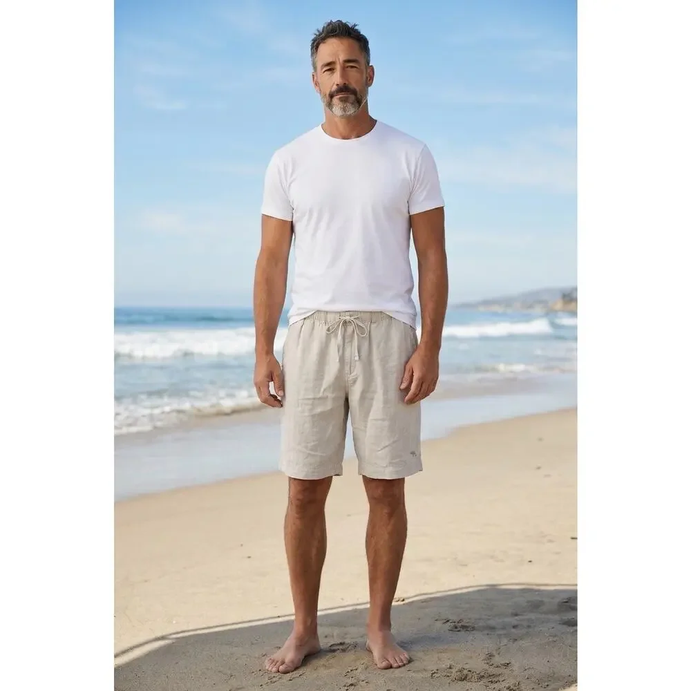 Tommy Bahama Beige Shorts Sz Medium 100% Linen Relax 10